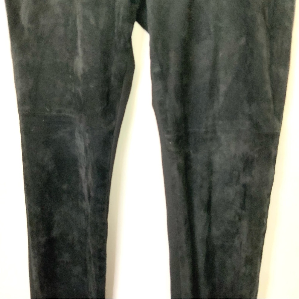 Lauren Ralph Lauren Sz 4 Black Genuine Suede Ponte Knit Leggings Pull On Pants - Picture 2 of 5